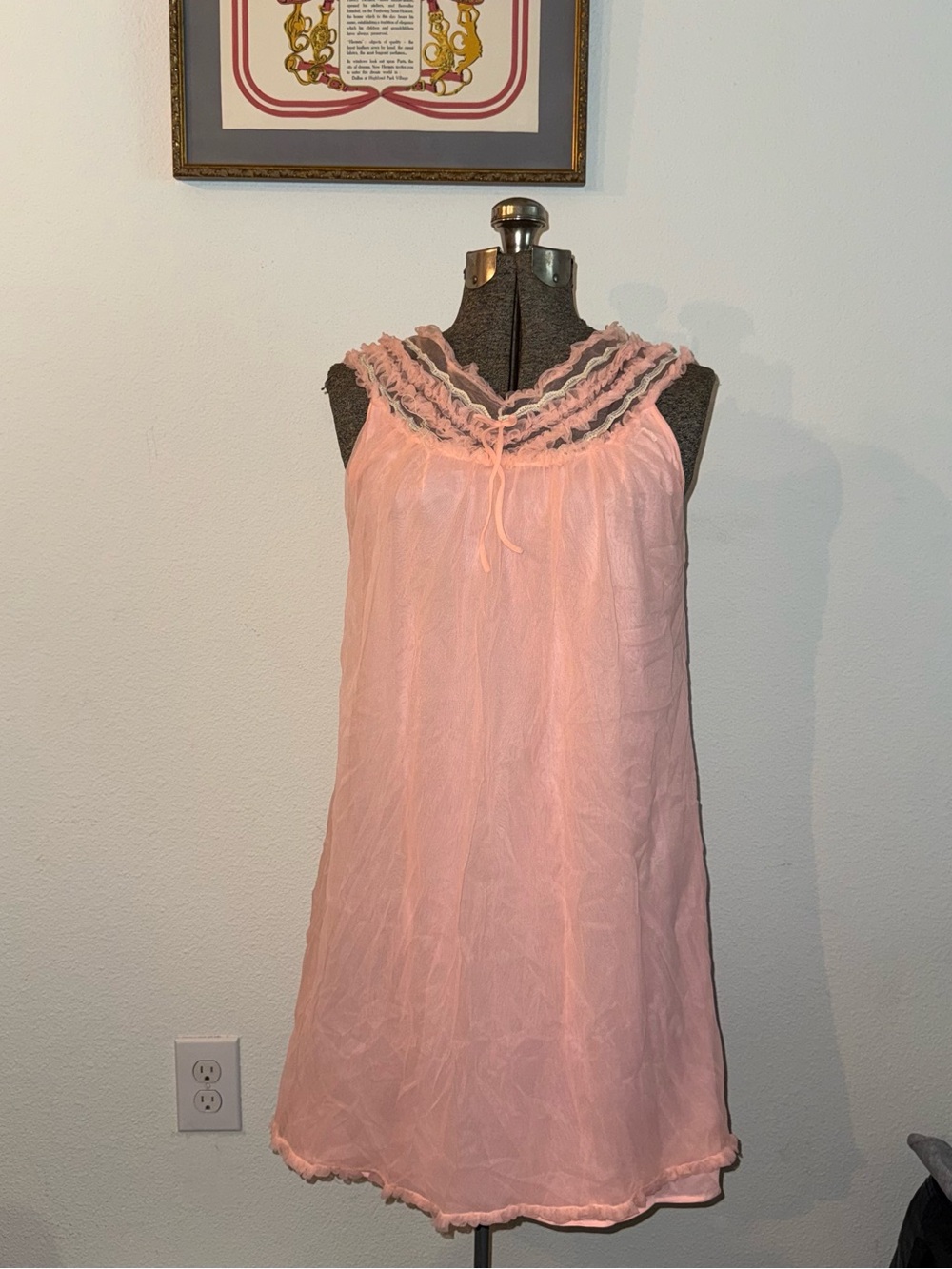 Vintage Mod Pink Lace-Trim Sleep Babydoll